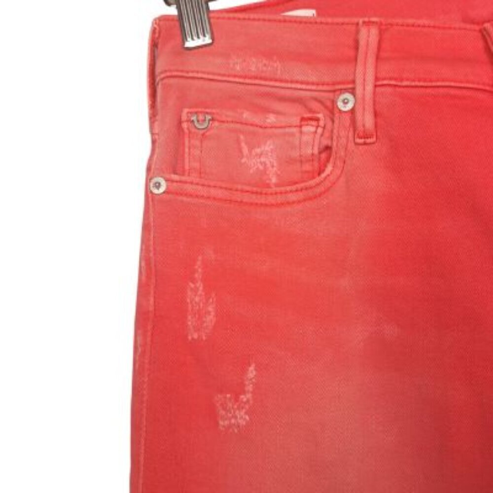 True Religion Halle Mid Rise Super Skinny Coral Denim Jeans - Picture 4 of 11